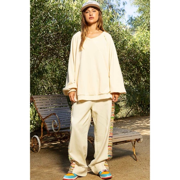 POL Cream Criss Cross Back Slouchy French Terry Pullover - Picture 6 of 10